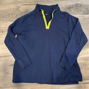 Susan Graver Navy and Yellow Quarter-Zip Sweatshirt